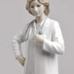 Lladró Glossy Porcelain Female Doctor Figurine. Decorative Porcelain Woman Figure.