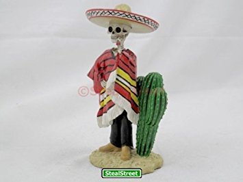 Dod Bandito Mexican Bandit With Cigar Skeleton Outlaw Sculpture