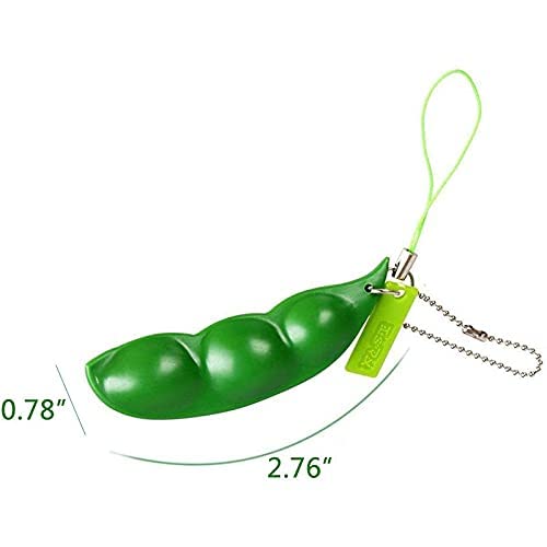 12Pcs Squeeze Bean Keychain Fidget Toys For Skin Picking, Pea Pod Sensory Fidget Toys,Peanut Poppers Fidget Toy,Stress Relief To