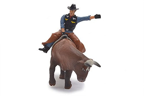 Little Buster Toys Bucking Bull And Rider 2 Pack - Brown Bull W/Rider And Black And White Bull W/Rider