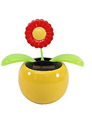 Navillus Solar Powered Dancing Flower, Lily, Rose, Sunflower, Petunia Office Desk & Car Decor (Petunia In Red Pot)