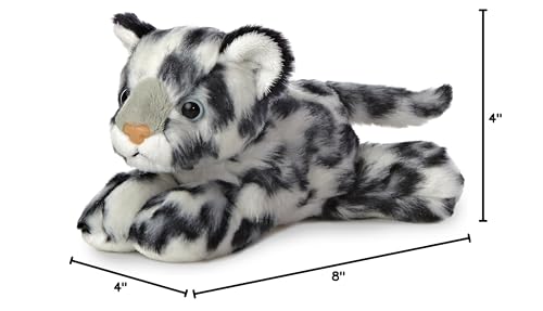 Aurora Adorable Mini Flopsie Snow Leopard Stuffed Animal - Playful Ease - Timeless Companions - Gray 8 Inches