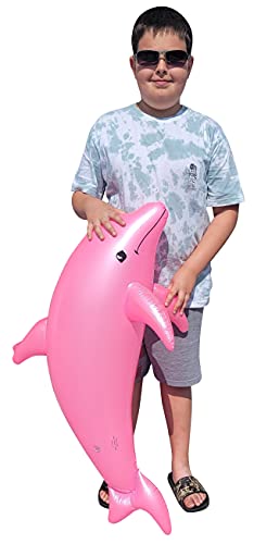 Huge 40' Pearlized Dolphin Inflate Inflatable Pool Toy Beach Poolside Aquatic Themed Decor Birthday Party Buffet Table Decoration (Pink - 1 Pack)