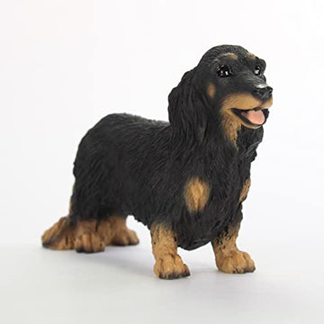 Longhair Dachshund Black Figurine