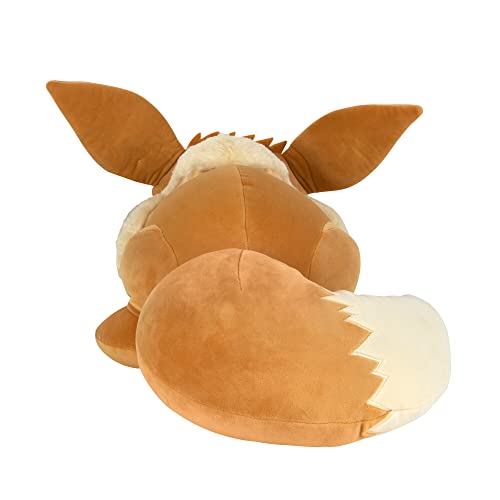 Pokémon Eevee Sleeping Plush - 18-Inch Premium Polyester Toy in Eevee Color, Model PKW4322