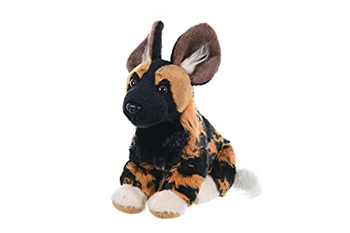 WILD REPUBLIC African Wild Dog Plush Toy, 8" Cuddlekins, Black, Soft Polyester Stuffed Animal for Kids, Model 10830