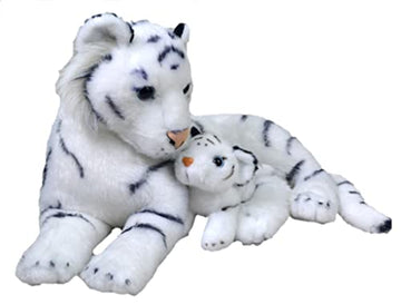 Wild Republic Mom & Baby White Tiger Plush, Stuffed Animal, Plush Toy, Gifts For Kids, Zoo Animals, 11''