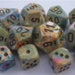 Chessex Dice Sets: Festive Vibrant Swirl with Brown Pips - Ten Sided Die d10 Set (10)