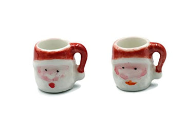 Christmas Santa Coffee Mugs Set of 2 Dollhouse Miniature Kitchen Perfect Ceramic Coffee Mugs