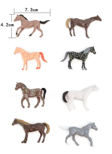 Smilersmile Animal Assorted Mini Plastic Figures Toy Set, Educational Party Cake Topper, Goody Bag Filler (8Pcs Horse)
