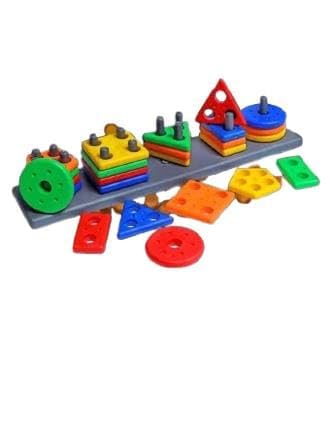 Plastic Geometric Puzzle Stacker Shape Sorter Stacking Set Kids Games Age 3+ Activity Toys Creative Buildings Bricks & Blocks Le