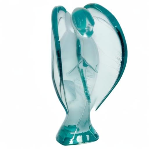 Rockcloud Healing Crystal Gemstone Carved Pocket Crystal Guardian Angel Figurines 3 Inch, Sea Blue Obsidian
