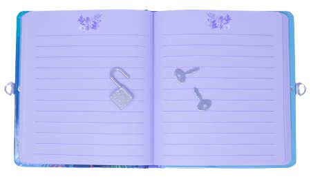 Mollybee Kids' Diary Notebook For Girls, Mermaid Theme, 5.5 X 6.25 Inches, 208 Lined Pages, Padlock With 2 Keys, Blue
