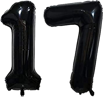 CollectiveMed. Number Foil Balloon 16 Inch  Black Colour (BLACK17)