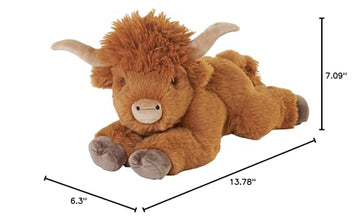WILD REPUBLIC Ecokins Highland Cow Plush Toy, 12", Eco-Friendly Recycled Material, Model 28473
