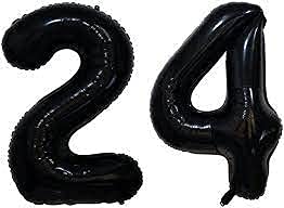 CollectiveMed. Number Foil Balloon 16 Inch  Black Colour (BLACK24)