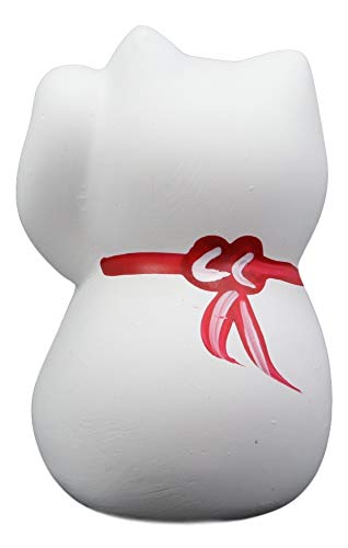 Ebros Japanese Good Luck And Fortune Charm Beckoning Cat Maneki Neko With Baby Bib Miniature Ceramic Figurine 2.5' Tall Welcoming Lucky Cats Symbol (White Maneki Neko)