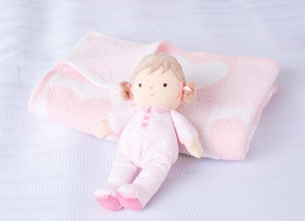 Little Me Plush 11 inch Baby Doll with Rattle, Brigitte (Floral Damask, Pink)