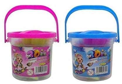 Shyam Creation Non Toxic Clay Bucket With Tool Small (Pack Of 2) || Multicolour Clay Bucket
