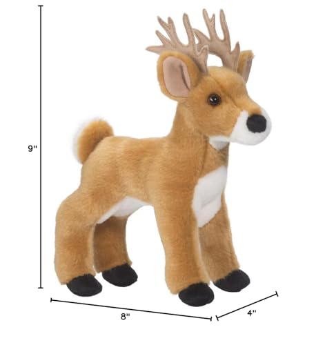 Douglas Swift White-Tailed Deer Plush Stuffed Animal, 9" Tall, Brown/White/Black, Soft Plush Material