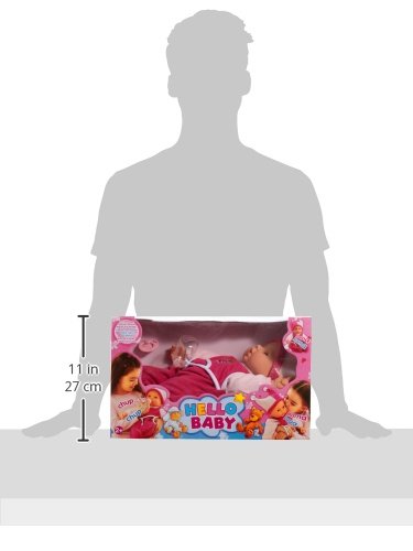 Bayer Design Hello Baby Multi Function Baby Doll, 18" (46cm), Pink, Model 94682AA, Plastic Material