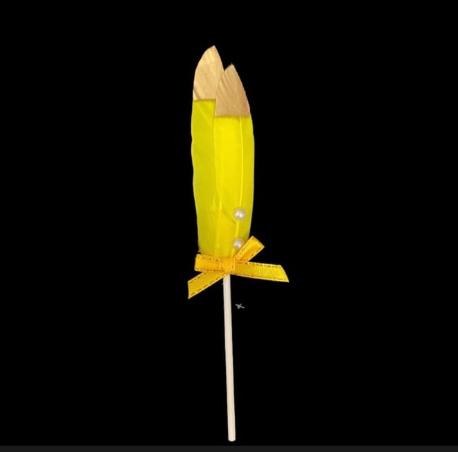 Lyba Moulds Feather Pearl Decorating Cake Topper, Yellow