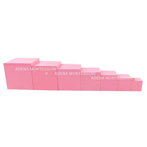 Adena Montessori Pink Tower Toy - Small Beech Wood Educational Model A040