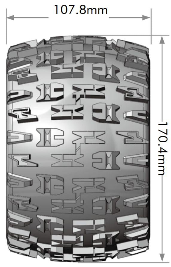 Louise R/C MT-Pioneer Sport 1/8 4.2" Monster Truck MFT Belted Tires, 17mm Hex (0" & 1/2" Offset)