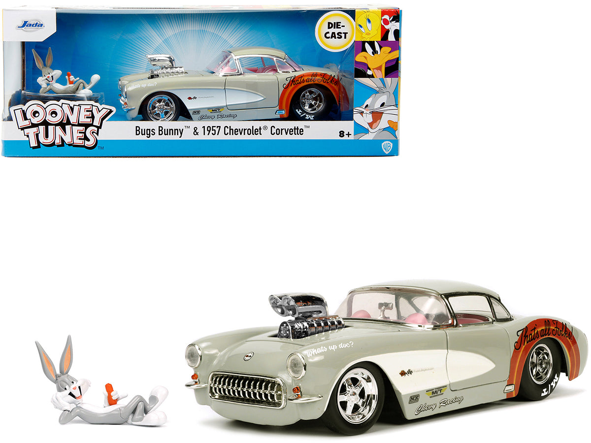 1957 Chevrolet Corvette Beige With Pink Interior With Bugs Bunny Figure ''Looney Tunes'' ''Hollywood Rides'' Series 1/24 Diecast
