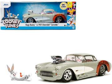 1957 Chevrolet Corvette Beige With Pink Interior With Bugs Bunny Figure ''Looney Tunes'' ''Hollywood Rides'' Series 1/24 Diecast