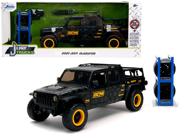 2020 Jeep Gladiator Pickup Truck ''B&M'' Black With Graphics With Extra Wheels ''Just Trucks'' Series 1/24 Diecast Model Car By