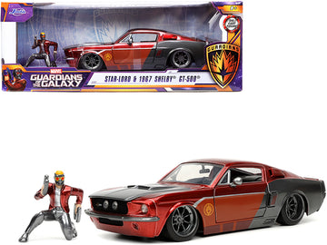 1967 Ford Mustang Shelby Gt-500 Red Metallic And Gray Metallic With Star-Lord Diecast Figurine ''Guardians Of The Galaxy'' ''Mar