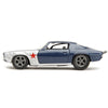 1973 Chevrolet Camaro Dark Blue Metallic With Gray Stripes And Winter Soldier Diecast Figure ''Marvel Avengers'' ''Hollywood Rid