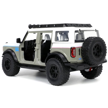 2021 Ford Bronco Gray And White With Matt Black Hood With Roof Rack ''M2 Motoring'' ''Just Trucks'' Series 1/24 Diecast Model Ca