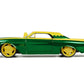 1963 Ford Thunderbird Green And Yellow Metallic With Hood Graphics And Loki Diecast Figure ''Loki'' ''Marvel'' Series 1/24 Dieca
