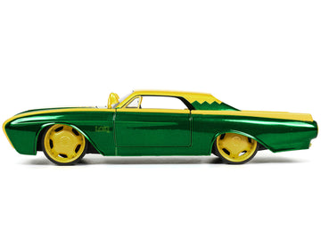 1963 Ford Thunderbird Green And Yellow Metallic With Hood Graphics And Loki Diecast Figure ''Loki'' ''Marvel'' Series 1/24 Dieca