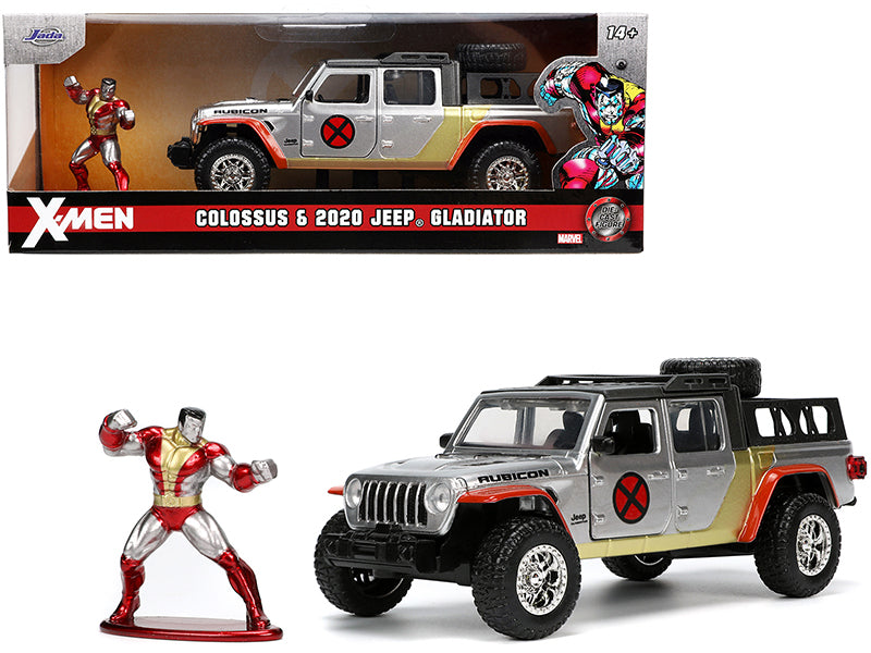 2020 Jeep Gladiator Pickup Truck Silver And Colossus Diecast Figurine ''X-Men'' Marvel ''Hollywood Rides'' Series 1/32 Diecast M