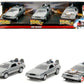inchBack to the Futureinch Delorean Set of 3 pieces inchHollywood Ridesinch Series 1/32 Diecast Model Car by Jada