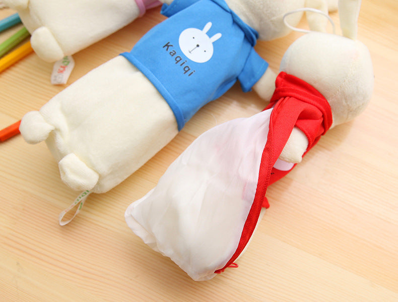 Korean Style Simple Cartoon Rabbit Pencil Case Creative Pencil Stationery Bag Children's Cute Plush Toy Primary School Gift