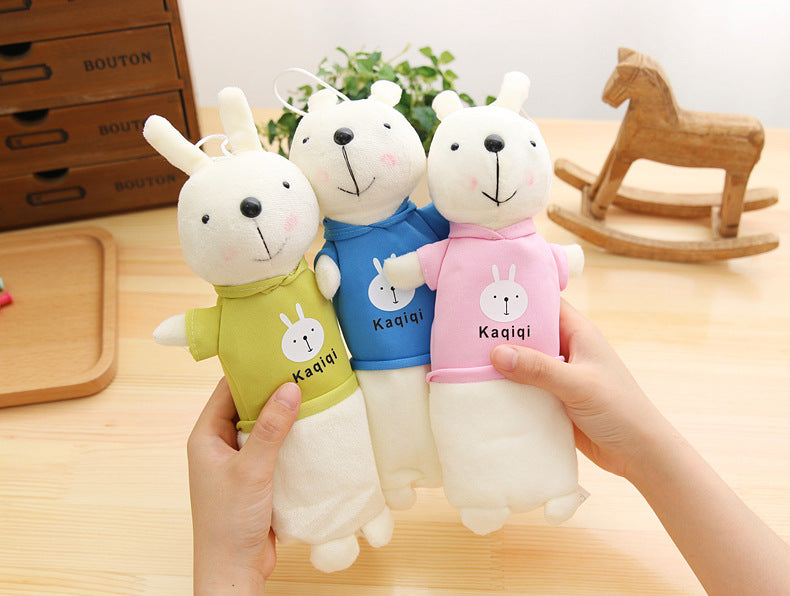Korean Style Simple Cartoon Rabbit Pencil Case Creative Pencil Stationery Bag Children's Cute Plush Toy Primary School Gift