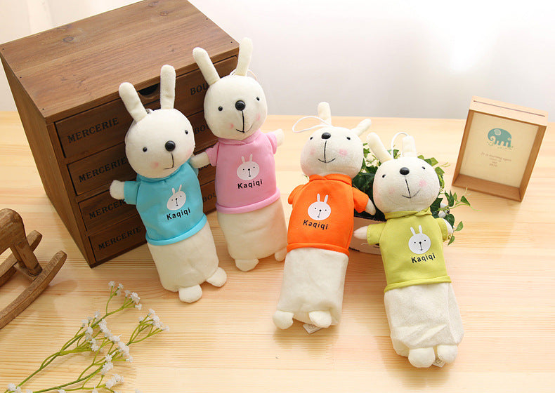 Korean Style Simple Cartoon Rabbit Pencil Case Creative Pencil Stationery Bag Children's Cute Plush Toy Primary School Gift
