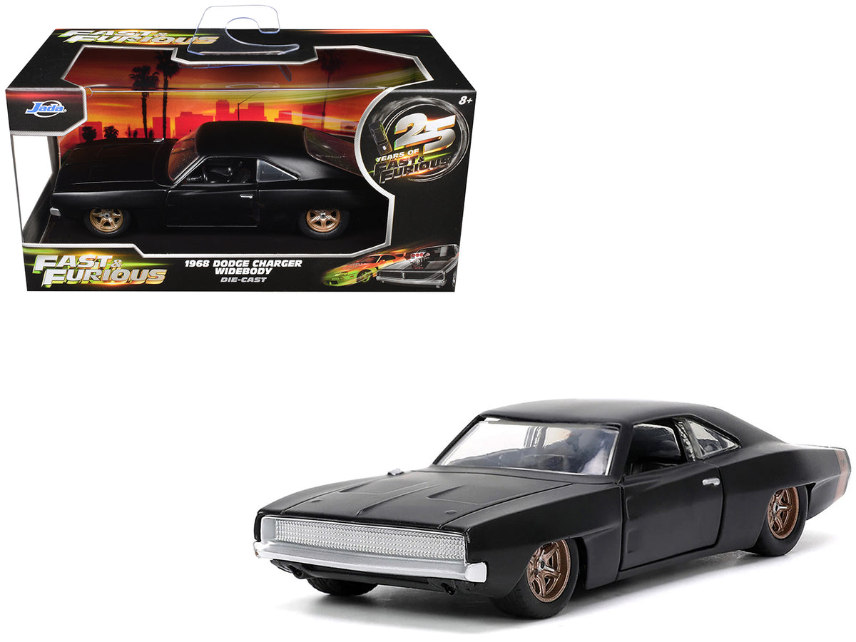1968 Dodge Charger Widebody Matt Black with Bronze Tail Stripe inchF9inch (2021) Movie inch25 Years of Fast & Furiousinch Series 1/32 Diecast Model Car by Jada