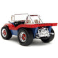Dune Buggy Red and Blue with Graphics and Spider-Man Diecast Figure Marvel Spider-Man 1/24 Diecast Model Car by Jada