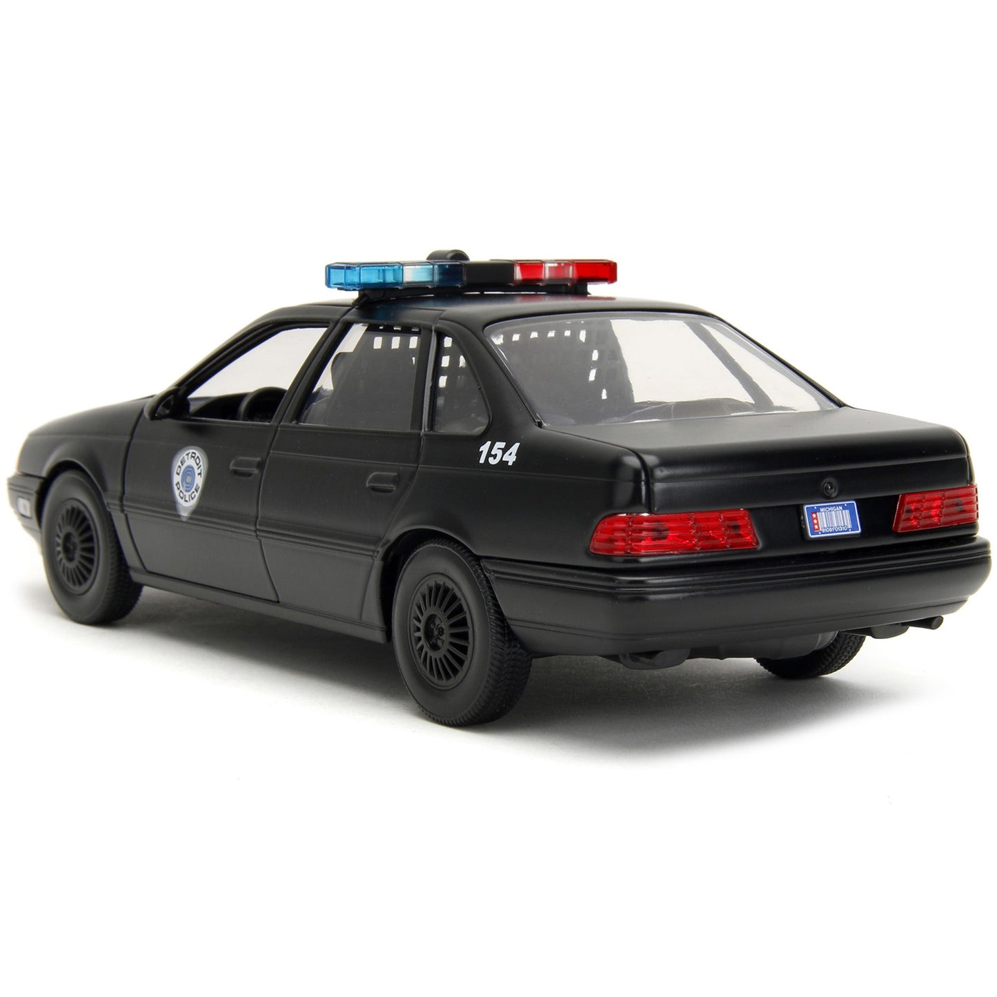 Ford Taurus Ocp Matt Black ''Detroit Police'' And Robocop Diecast Figure 35Th Anniversary ''Robocop'' (1987) Movie ''Hollywood R