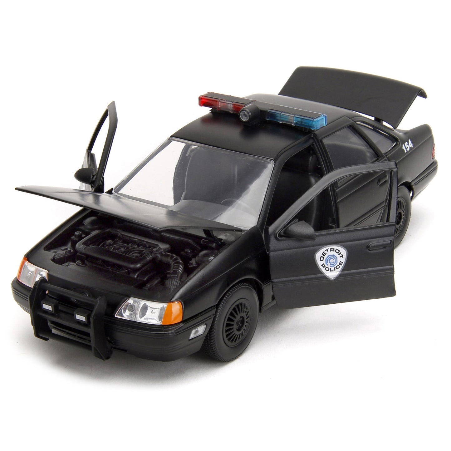 Ford Taurus Ocp Matt Black ''Detroit Police'' And Robocop Diecast Figure 35Th Anniversary ''Robocop'' (1987) Movie ''Hollywood R
