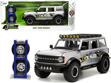 2021 Ford Bronco Gray Metallic ''Kc Hilites'' With Extra Wheels ''Just Trucks'' Series 1/24 Diecast Model Car By Jada