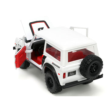 1973 Ford Bronco #008 White with Red and Black Stripes and Red Interior with Extra Wheels ''Just Trucks'' Series 1/24 Diecast Mo
