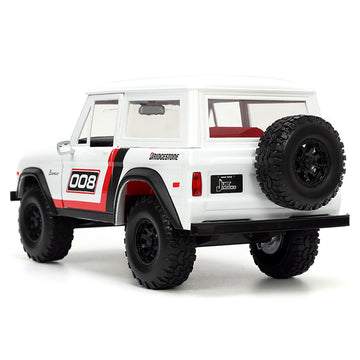 1973 Ford Bronco #008 White with Red and Black Stripes and Red Interior with Extra Wheels ''Just Trucks'' Series 1/24 Diecast Mo