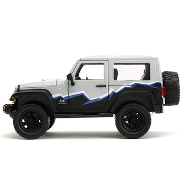 2007 Jeep Wrangler Gray and Black with Blue and White Stripes with Extra Wheels ''Just Trucks'' Series 1/24 Diecast Model Car by