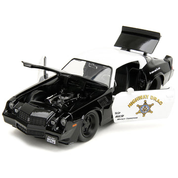 1979 Chevrolet Camaro Z28 Police Black and White ''Highway Drag'' ''Bigtime Muscle'' Series 1/24 Diecast Model Car by Jada